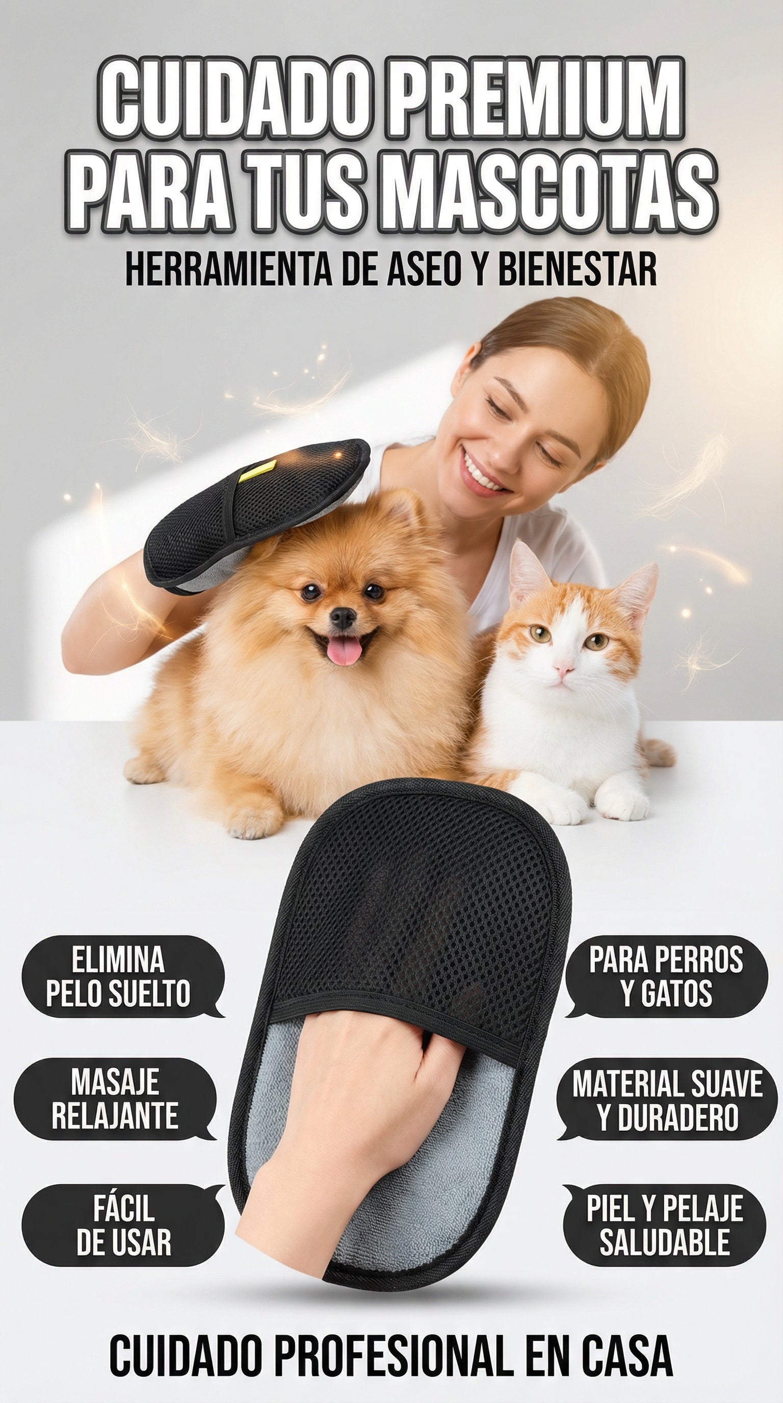 Guante Removedor de Pelo 2 en 1 - Negro